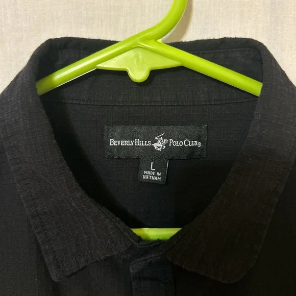 Beverly Hills Polo Club Black Textured Polo - Picture 2 of 4